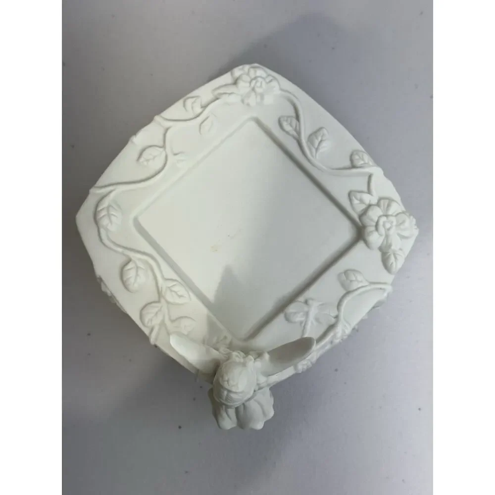 PartyLite Enchantment Fairy Square Pillar Candle Holder Bisque Porcelain Retired - Picture 6 of 9